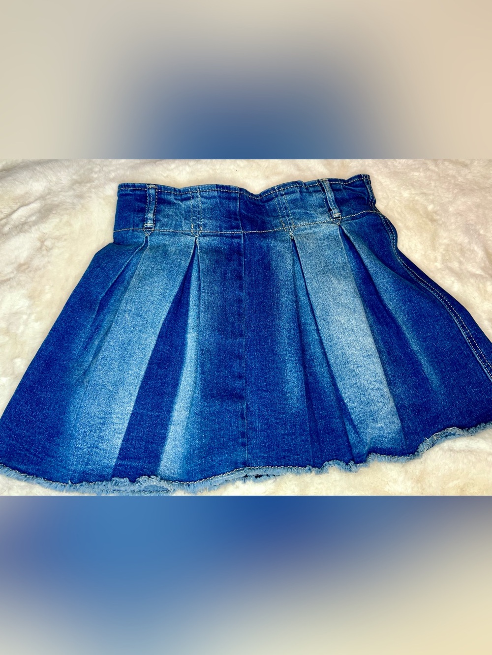 Y2K Inspired VIP Jeans Pleated High Waisted Denim Mini Skirt Raw Hem S